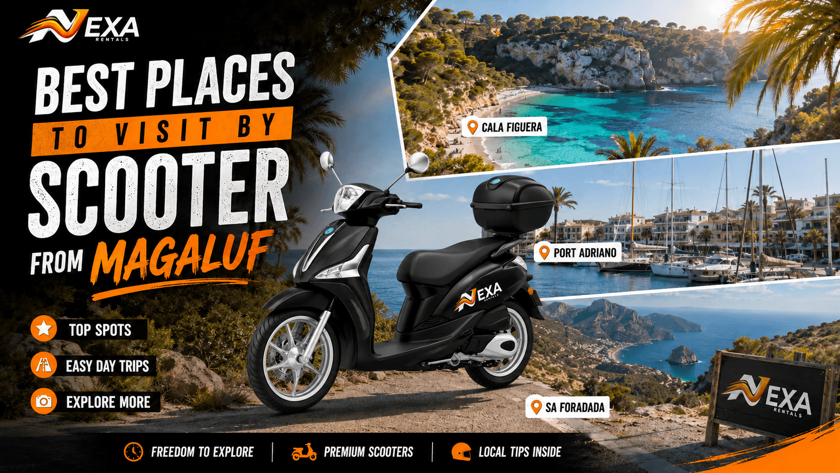 Best places to visit by scooter from Magaluf Mallorca