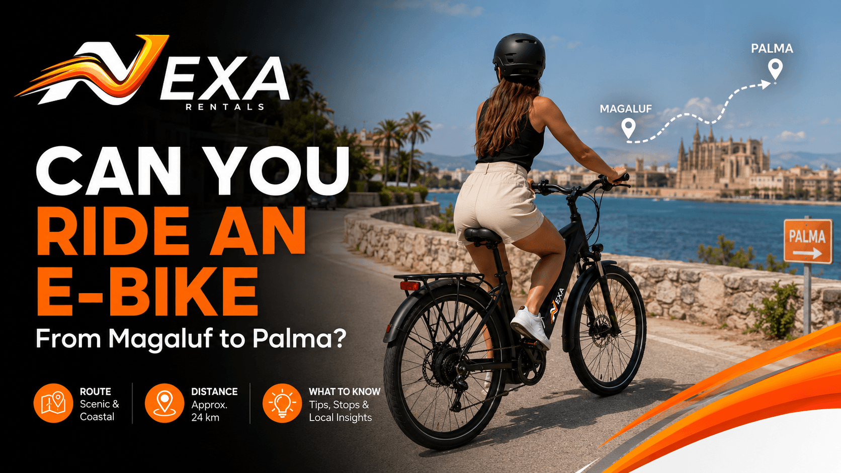 Riding an e-bike from Magaluf to Palma Mallorca