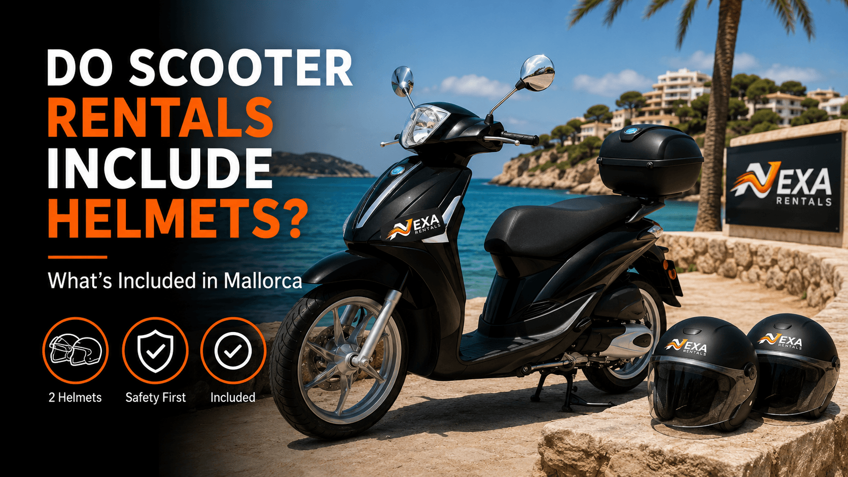 Scooter rental helmets included in Mallorca Magaluf