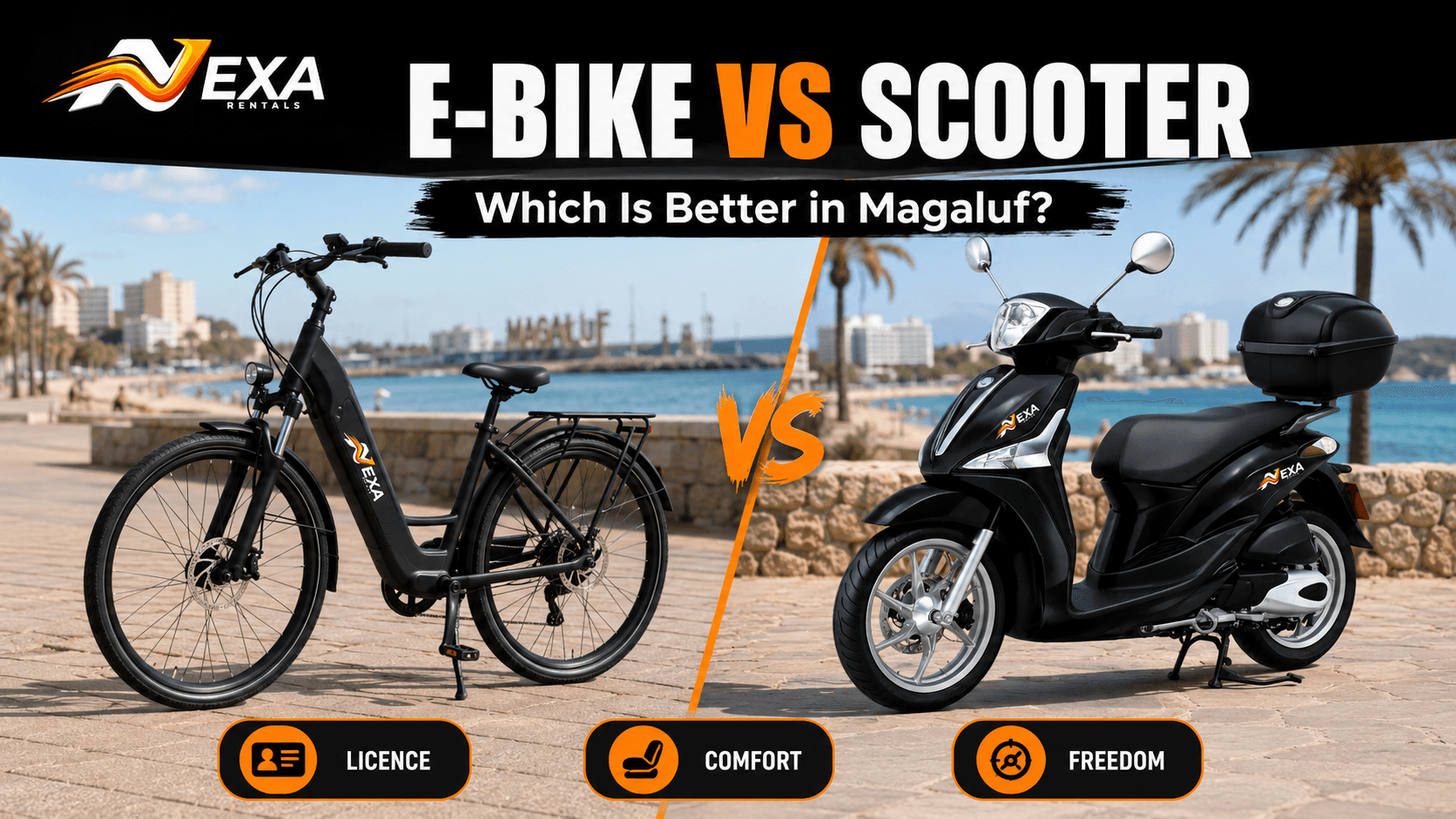 E-bike rental vs scooter rental in Magaluf Mallorca