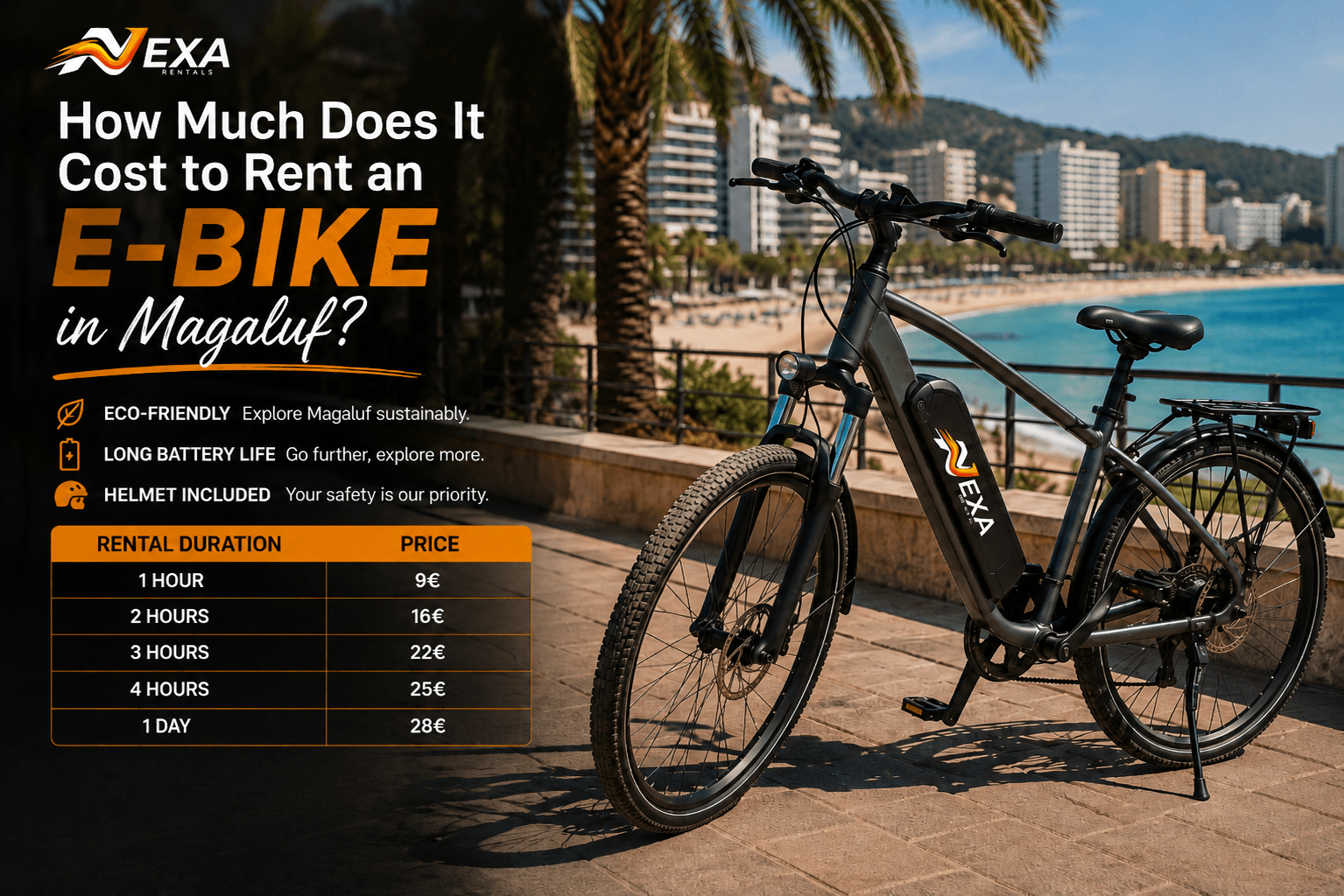 E-bike rental price in Magaluf Mallorca hourly rates