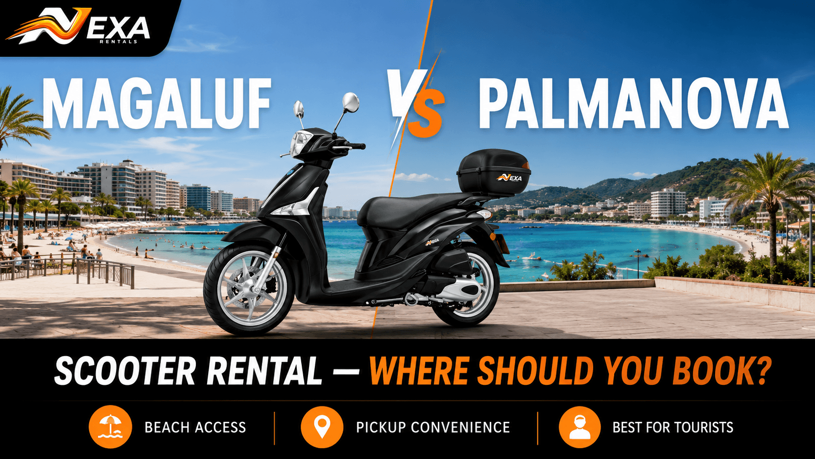Magaluf vs Palmanova scooter rental comparison Mallorca