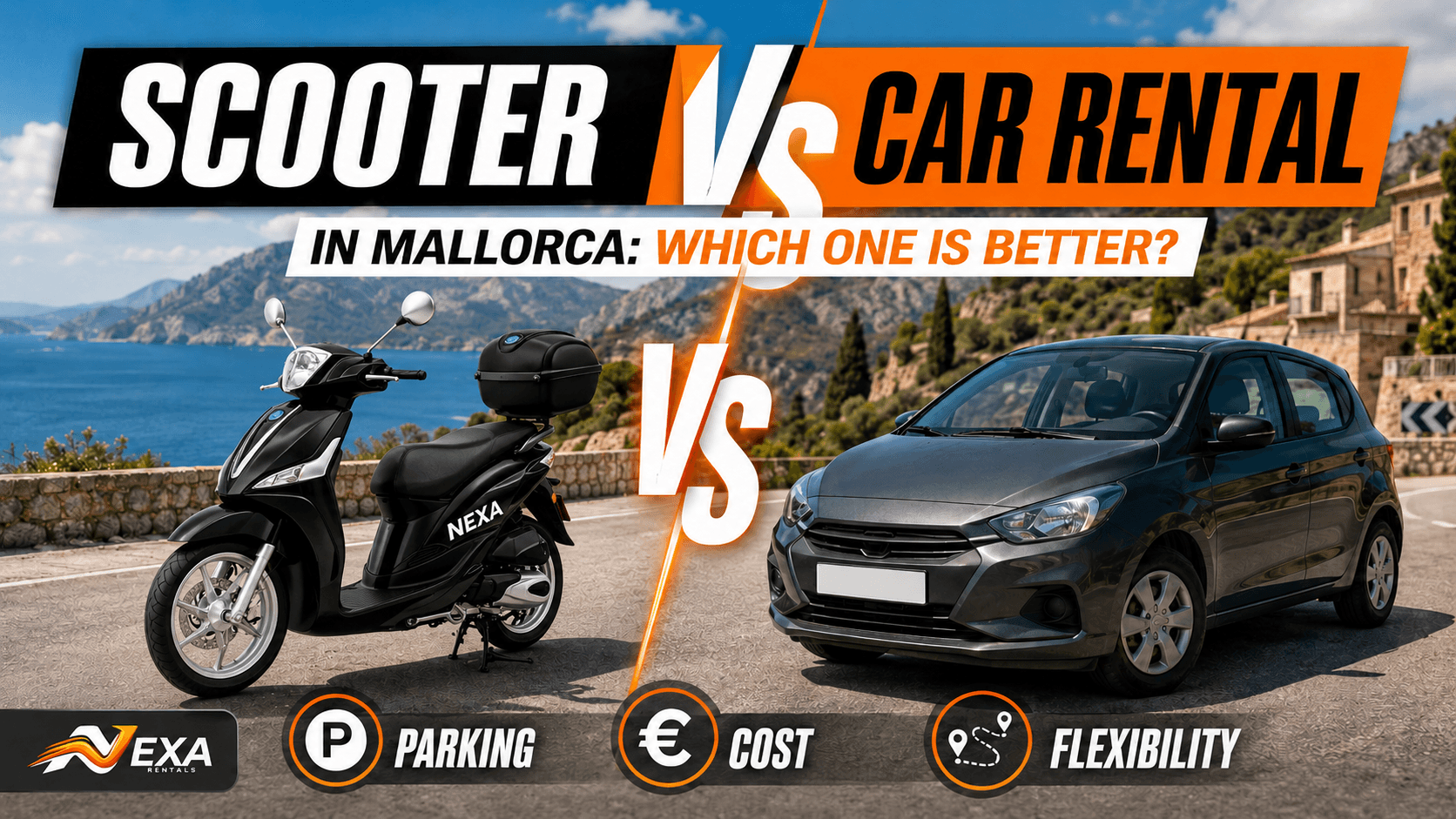 Scooter vs car rental in Mallorca for tourists